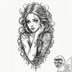 Tattoo sleeve design, cursed bloodline, a sto… – tattoo sketch (№1751606646_0, 04.07.2025 05:24) — tattoovalue.net