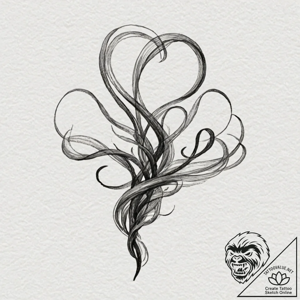 Tattoo design, smoke-like calligraphy, soft,... - tattoo sketch (№1751606803_0, 04.07.2025 05:26) — tattoovalue.net