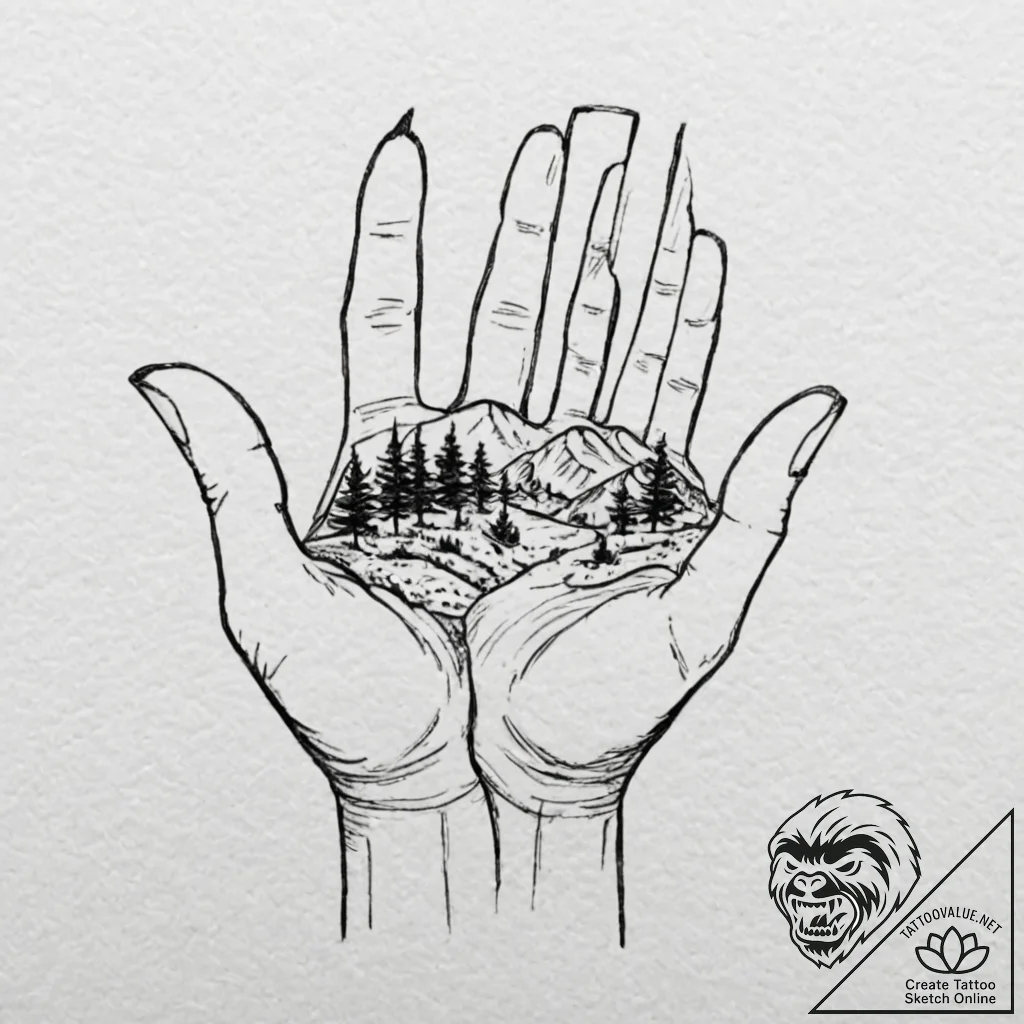 Tattoo design, handpoke style, a tiny drawing... - tattoo sketch (№1751607386_0, 04.07.2025 05:36) — tattoovalue.net