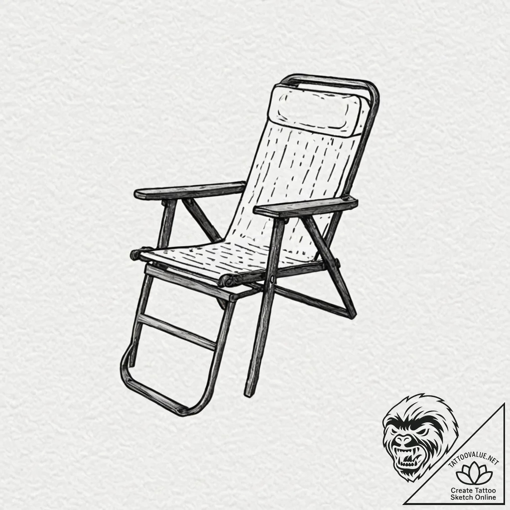 Tattoo design, handpoke style, a lawn chair,... - tattoo sketch (№1751607647_0, 04.07.2025 05:40) — tattoovalue.net