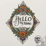 Tattoo design, handpoke style, a “hello, my n… – tattoo sketch (№1751607735_0, 04.07.2025 05:42) — tattoovalue.net
