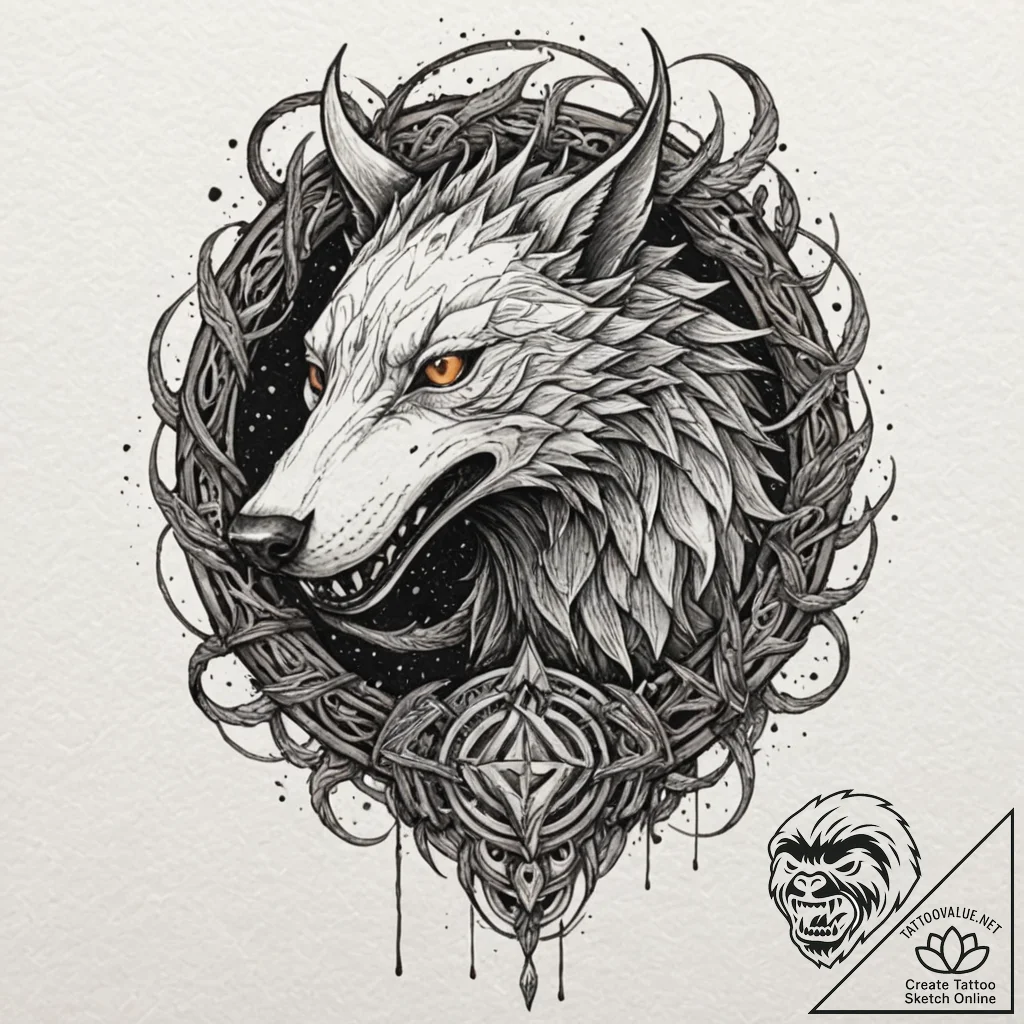 Tattoo design, loki's children (fenrir, jormu... - tattoo sketch (№1751608170_0, 04.07.2025 05:49) — tattoovalue.net
