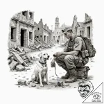 Tattoo design, a soldier sharing a water bott… – tattoo sketch (№1751608341_0, 04.07.2025 05:52) — tattoovalue.net