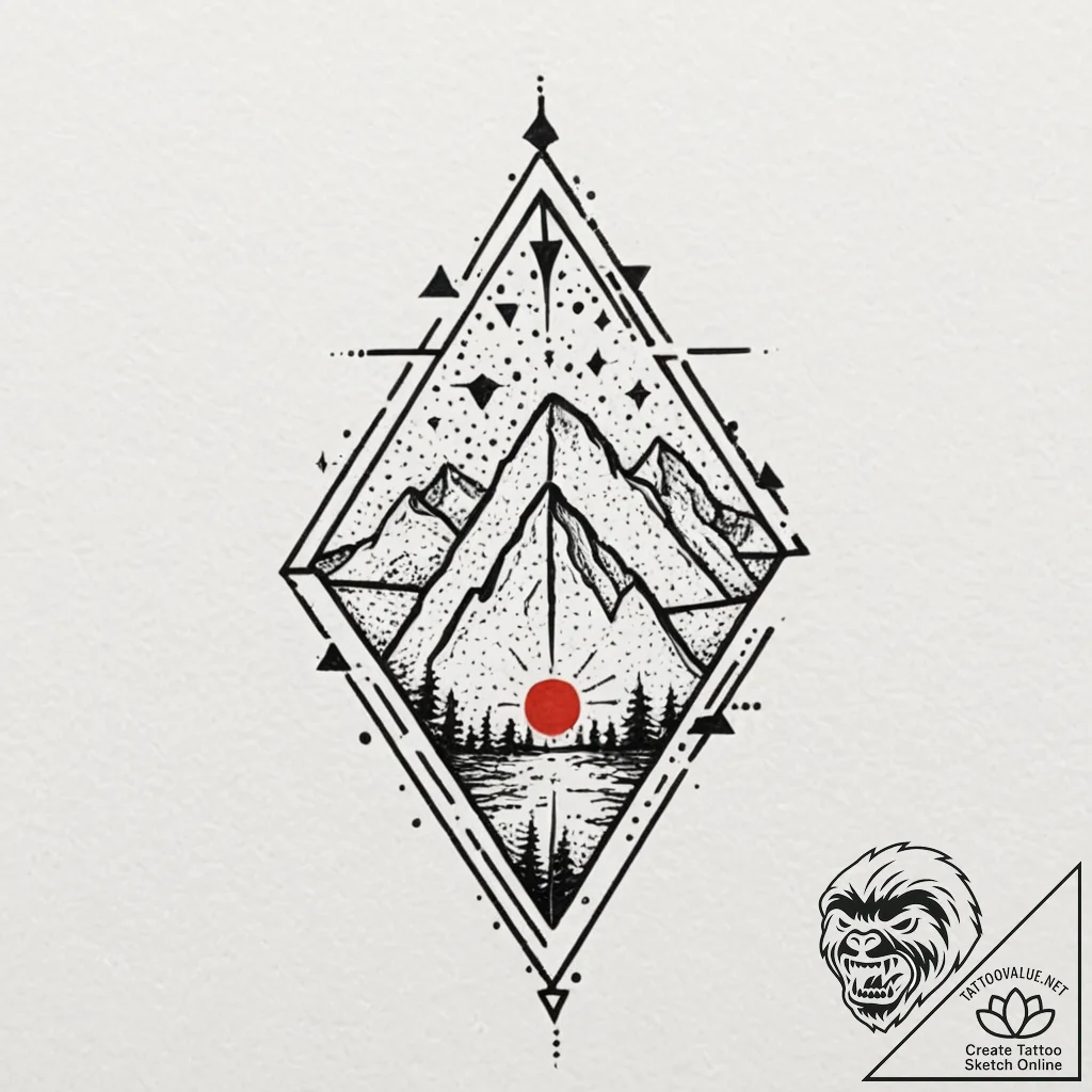 Tattoo design, handpoke style, a pattern of t... - tattoo sketch (№1751608599_0, 04.07.2025 05:56) — tattoovalue.net