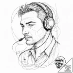 Tattoo design, a radio operator, with lines o… – tattoo sketch (№1751609286_0, 04.07.2025 06:08) — tattoovalue.net