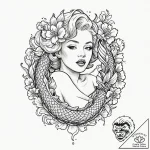 Marilyn monroe, ink illustration for tattoo,… – tattoo sketch (№1751609888_0, 04.07.2025 06:18) — tattoovalue.net