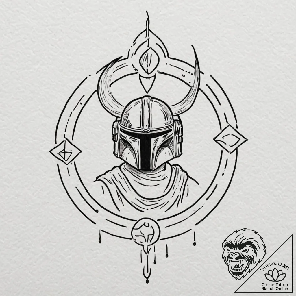 30. linework design of the "this is the way"... - tattoo sketch (№1751609974_0, 04.07.2025 06:19) — tattoovalue.net