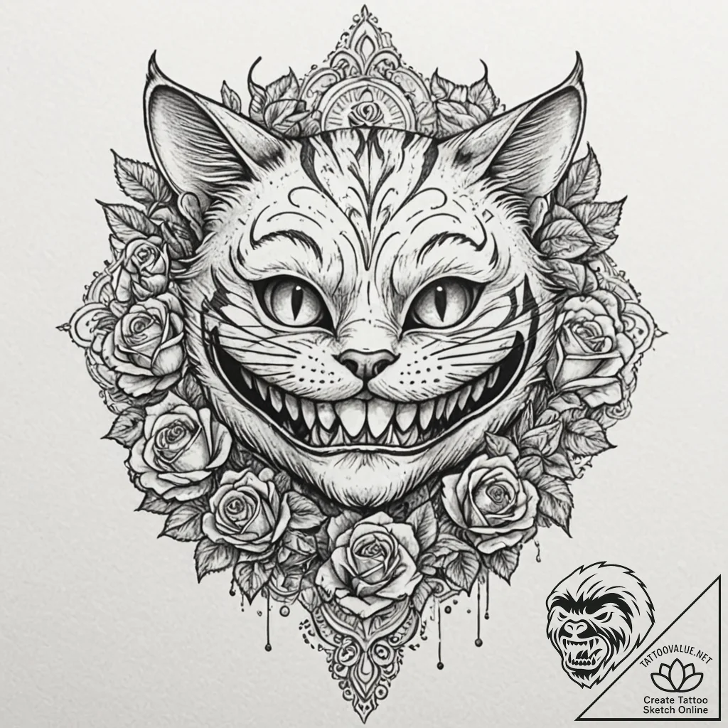 The cheshire cat's grin (is there, but can be... - tattoo sketch (№1751610146_0, 04.07.2025 06:22) — tattoovalue.net