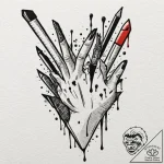 A trash polka tattoo of the “stuck in the mid… – tattoo sketch (№1751610316_0, 04.07.2025 06:25) — tattoovalue.net