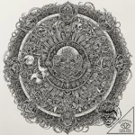 A trash polka composition of the old gods vs…. – tattoo sketch (№1751610405_0, 04.07.2025 06:26) — tattoovalue.net