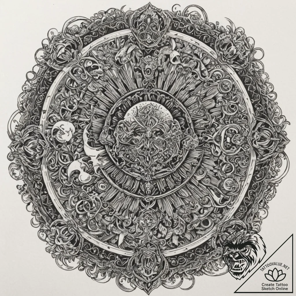 A trash polka composition of the old gods vs.... - tattoo sketch (№1751610405_0, 04.07.2025 06:26) — tattoovalue.net