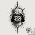 Linework tattoo design of darth vader’s silho… – tattoo sketch (№1751610490_0, 04.07.2025 06:28) — tattoovalue.net