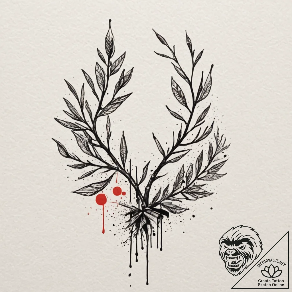 Olive branch, ink illustration for tattoo, vi... - tattoo sketch (№1751610833_0, 04.07.2025 06:33) — tattoovalue.net
