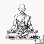 A robot monk in meditation, tattoo drawing ou… – tattoo sketch (№1751611042_0, 04.07.2025 06:37) — tattoovalue.net