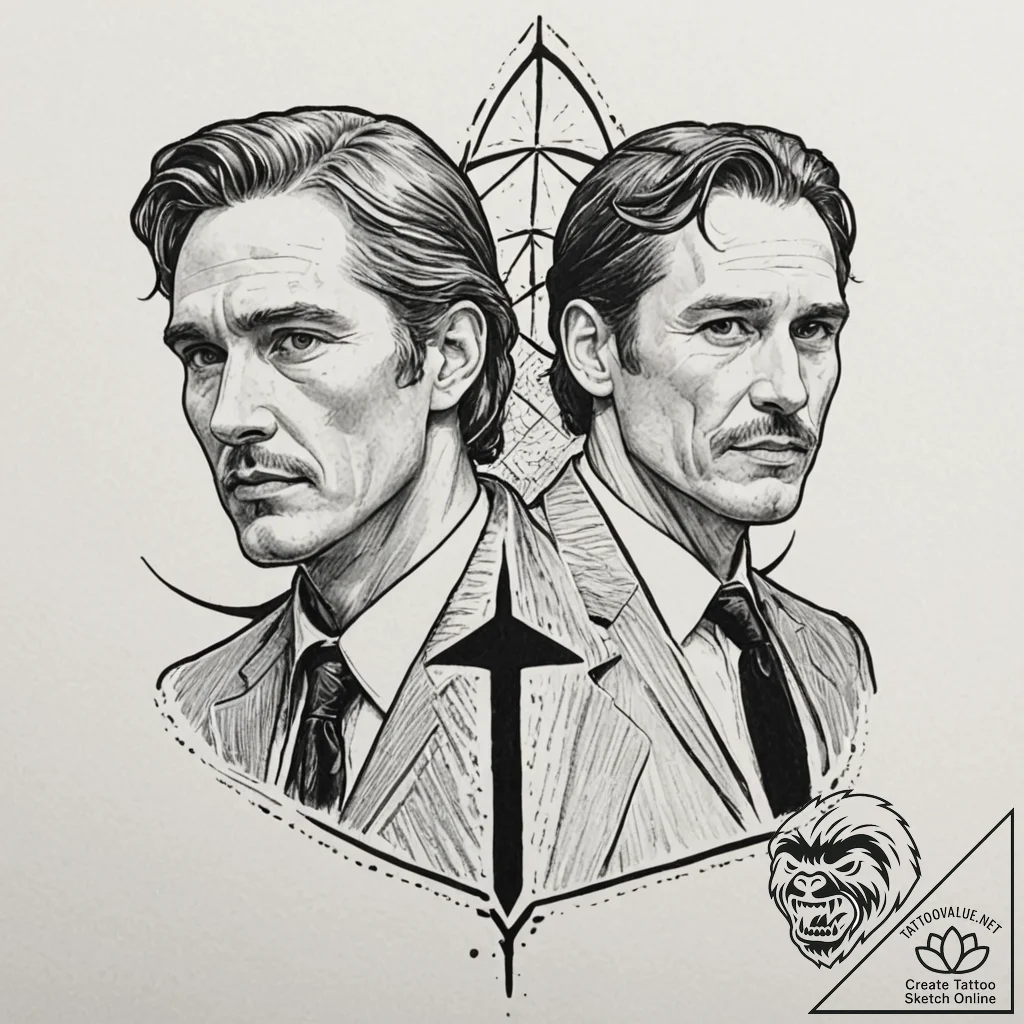 A neo-traditional portrait of the main charac... - tattoo sketch (№1751611277_0, 04.07.2025 06:41) — tattoovalue.net