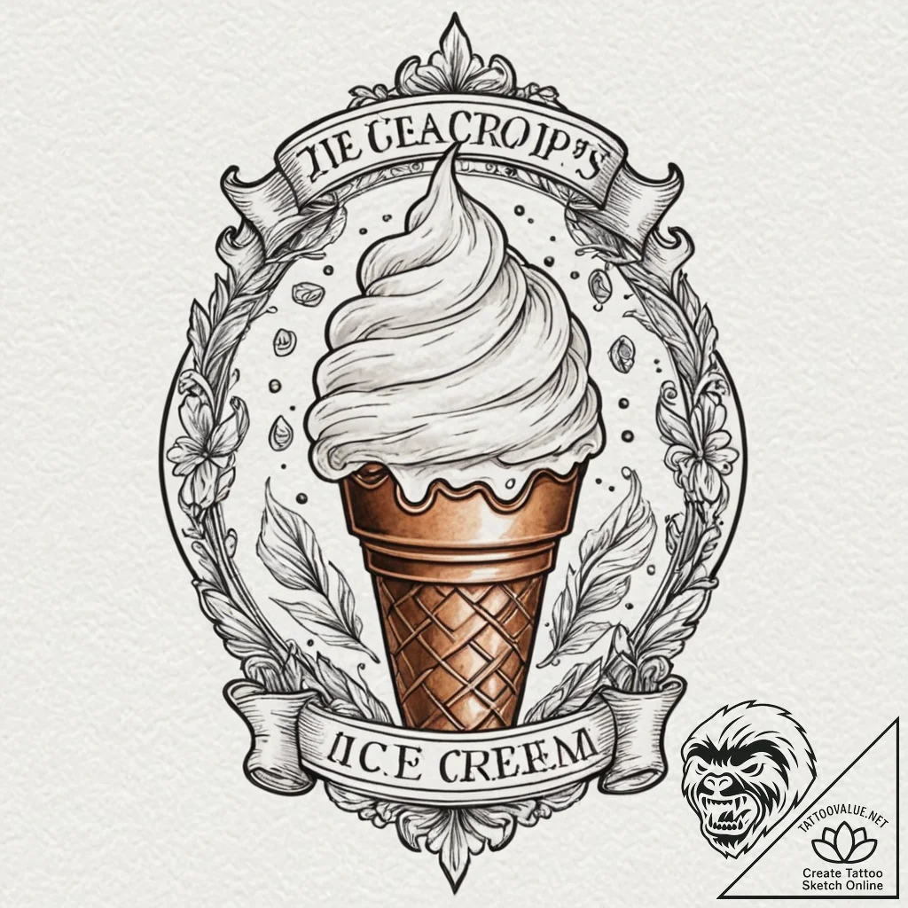 A watercolor tattoo of the scoops ahoy ice cr... - tattoo sketch (№1751611950_0, 04.07.2025 06:52) — tattoovalue.net