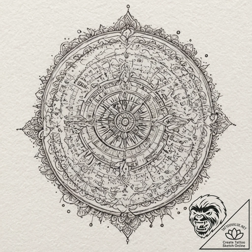 A linework tattoo of the map of his journey,,... - tattoo sketch (№1751612166_0, 04.07.2025 06:56) — tattoovalue.net