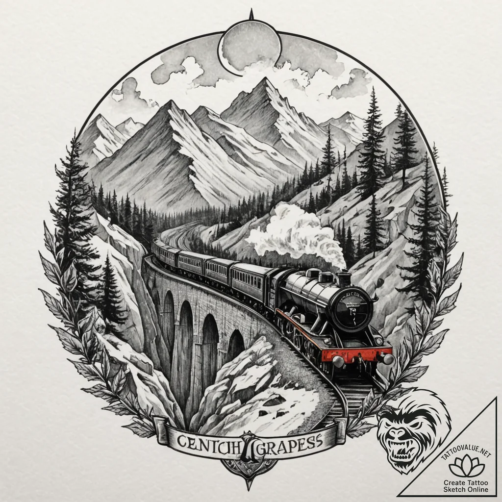 A watercolor sketch of the hogwarts express o... - tattoo sketch (№1751612637_0, 04.07.2025 07:03) — tattoovalue.net
