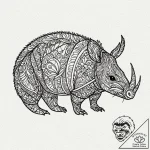 An armadillo, tattoo drawing outline, vibrant… – tattoo sketch (№1751612978_0, 04.07.2025 07:09) — tattoovalue.net