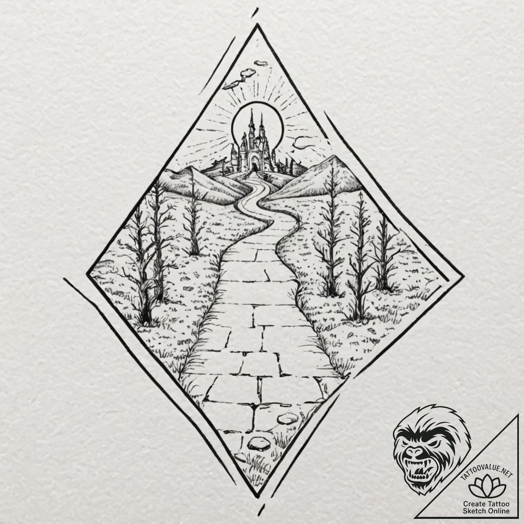 A watercolor sketch of the yellow brick road... - tattoo sketch (№1751613236_0, 04.07.2025 07:13) — tattoovalue.net