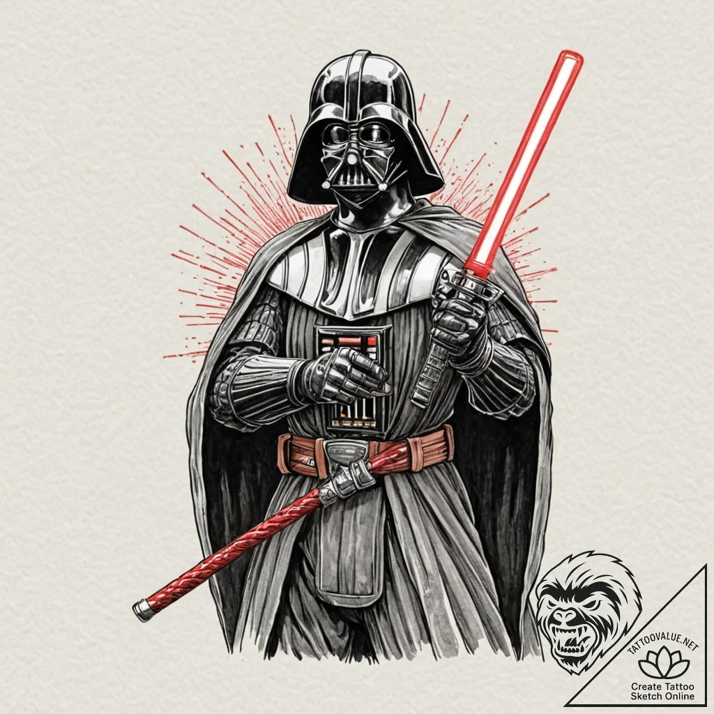 Japanese ukiyo-e style tattoo design of darth... - tattoo sketch (№1751613743_0, 04.07.2025 07:22) — tattoovalue.net
