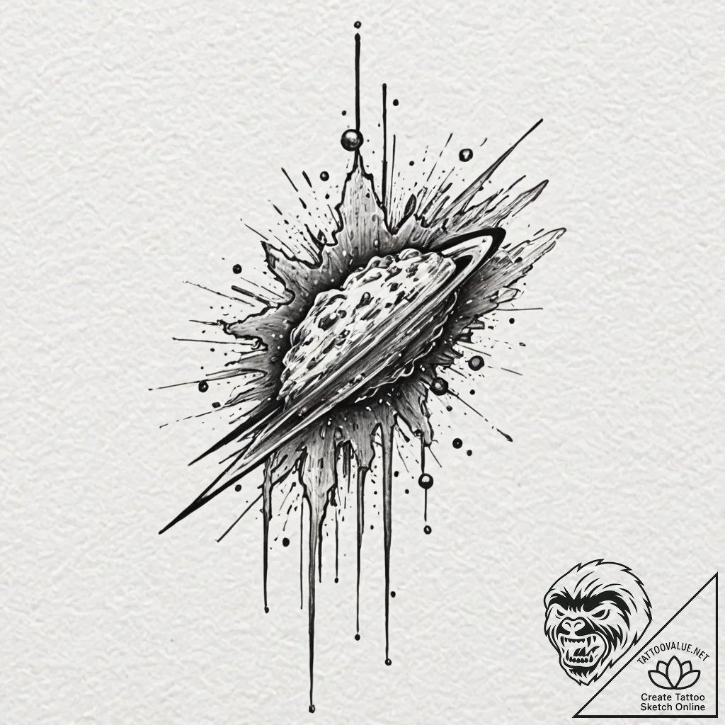 Comet, ink illustration for tattoo, black and... - tattoo sketch (№1751614132_0, 04.07.2025 07:28) — tattoovalue.net