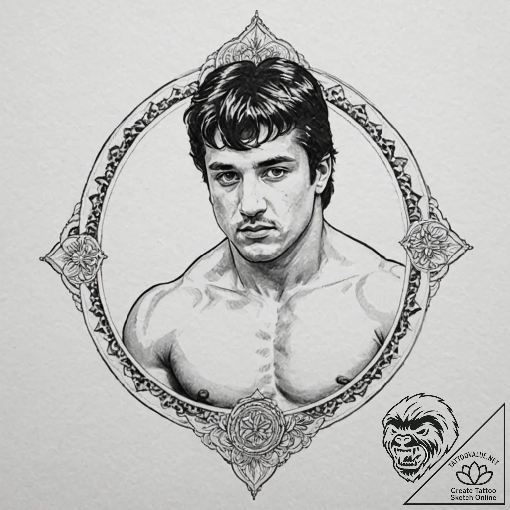 A neo-traditional portrait of rocky balboa, v... - tattoo sketch (№1751614481_0, 04.07.2025 07:34) — tattoovalue.net