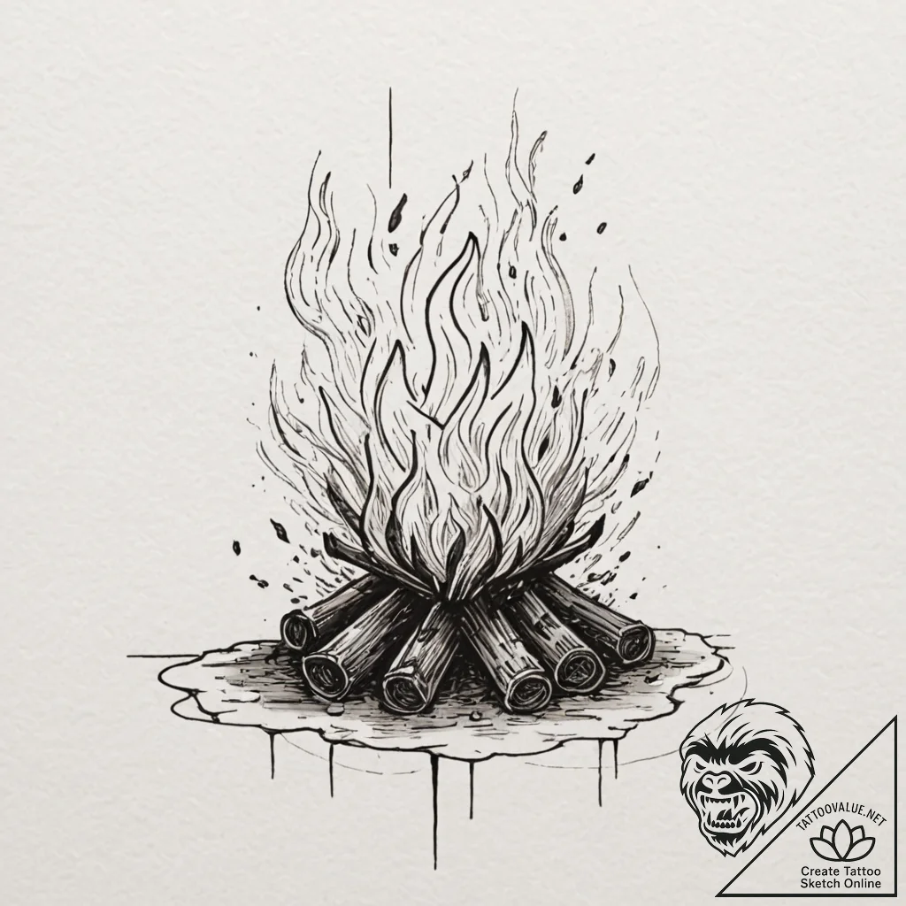 A "bonfire" from dark souls, tattoo drawing o... - tattoo sketch (№1751614569_0, 04.07.2025 07:36) — tattoovalue.net