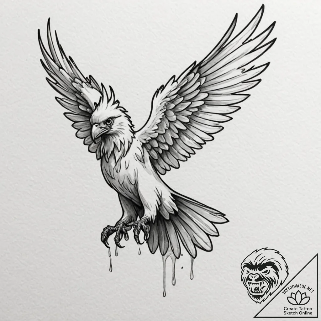 A neo-traditional tattoo of a beautiful harpy... - tattoo sketch (№1751615354_0, 04.07.2025 07:49) — tattoovalue.net
