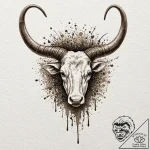 Horns, tattoo drawing outline, minimalist app… – tattoo sketch (№1751615616_0, 04.07.2025 07:53) — tattoovalue.net