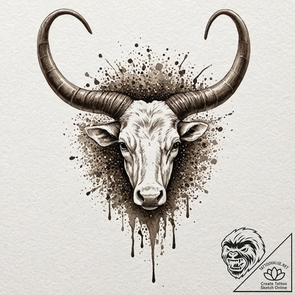 Horns, tattoo drawing outline, minimalist app... - tattoo sketch (№1751615616_0, 04.07.2025 07:53) — tattoovalue.net