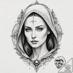 A watercolor portrait of lady jessica with be… – tattoo sketch (№1751616302_0, 04.07.2025 08:05) — tattoovalue.net
