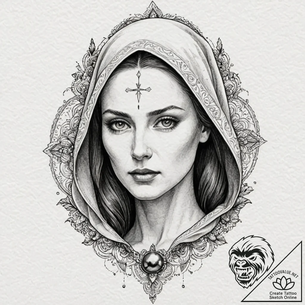 A watercolor portrait of lady jessica with be... - tattoo sketch (№1751616302_0, 04.07.2025 08:05) — tattoovalue.net