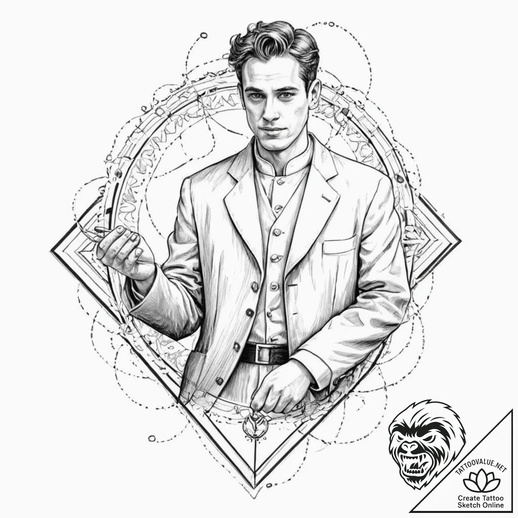 A sketch of the "hot priest" from fleabag,, c... - tattoo sketch (№1751616380_0, 04.07.2025 08:06) — tattoovalue.net