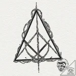 A beautiful linework tattoo of the deathly ha… – tattoo sketch (№1751616710_0, 04.07.2025 08:11) — tattoovalue.net