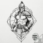 Gladiator, tattoo sketch design, clean lines,… – tattoo sketch (№1751616797_0, 04.07.2025 08:13) — tattoovalue.net