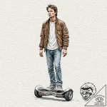 A watercolor sketch of marty mcfly on the hov… – tattoo sketch (№1751616883_0, 04.07.2025 08:14) — tattoovalue.net