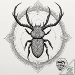 A stag beetle with ornate horns, tattoo sketc… – tattoo sketch (№1751618264_0, 04.07.2025 08:37) — tattoovalue.net