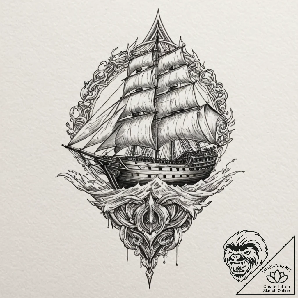 A sketch of the razor crest ship before it wa... - tattoo sketch (№1751618690_0, 04.07.2025 08:44) — tattoovalue.net