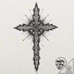 A linework tattoo of the ozark title card sym… – tattoo sketch (№1751619092_0, 04.07.2025 08:51) — tattoovalue.net