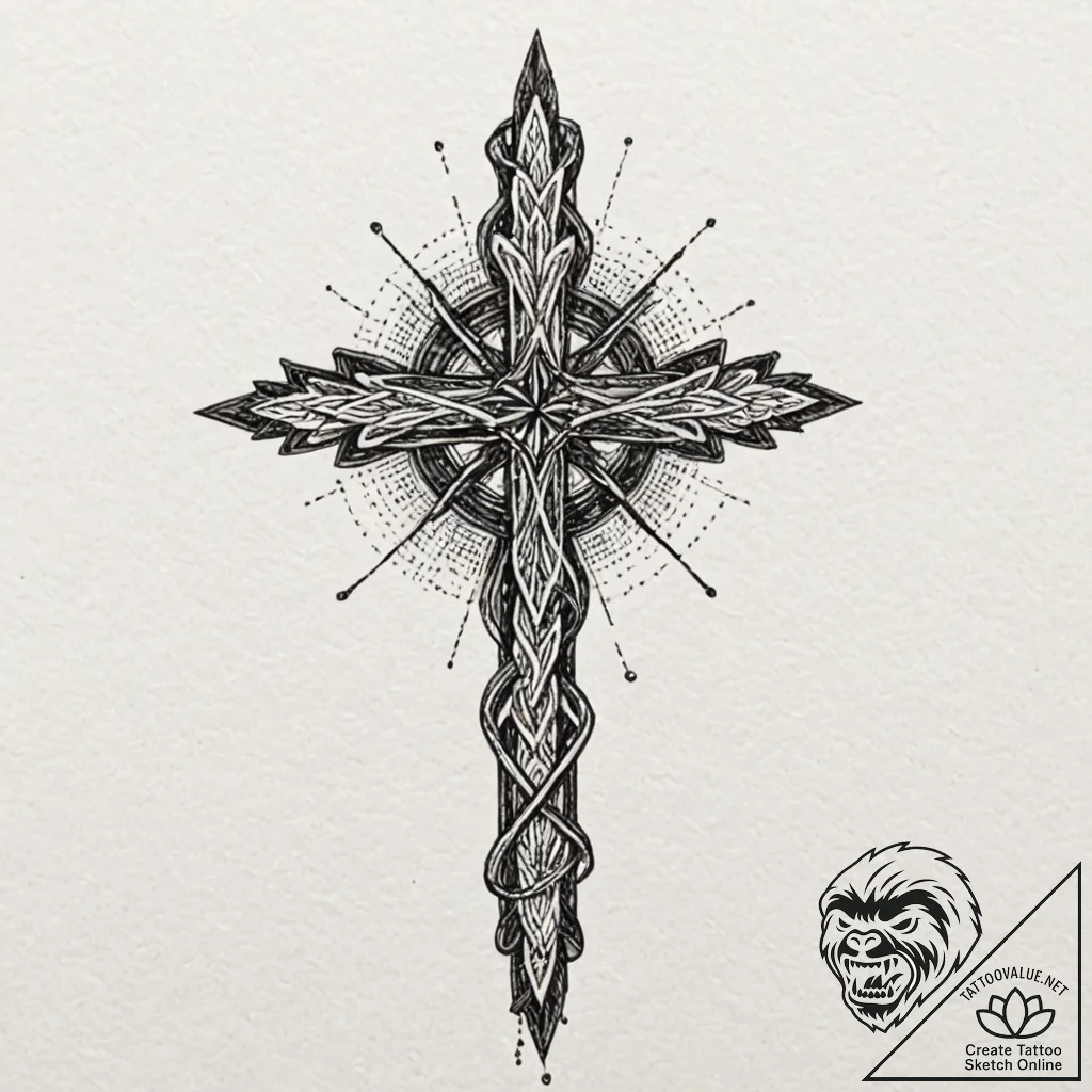 A linework tattoo of the ozark title card sym... - tattoo sketch (№1751619092_0, 04.07.2025 08:51) — tattoovalue.net