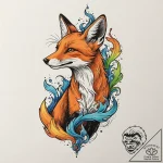 A fox made of swirling smoke, tattoo line art… – tattoo sketch (№1751619252_0, 04.07.2025 08:54) — tattoovalue.net