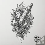 A trash polka composition of jinx, with her c… – tattoo sketch (№1751619339_0, 04.07.2025 08:55) — tattoovalue.net