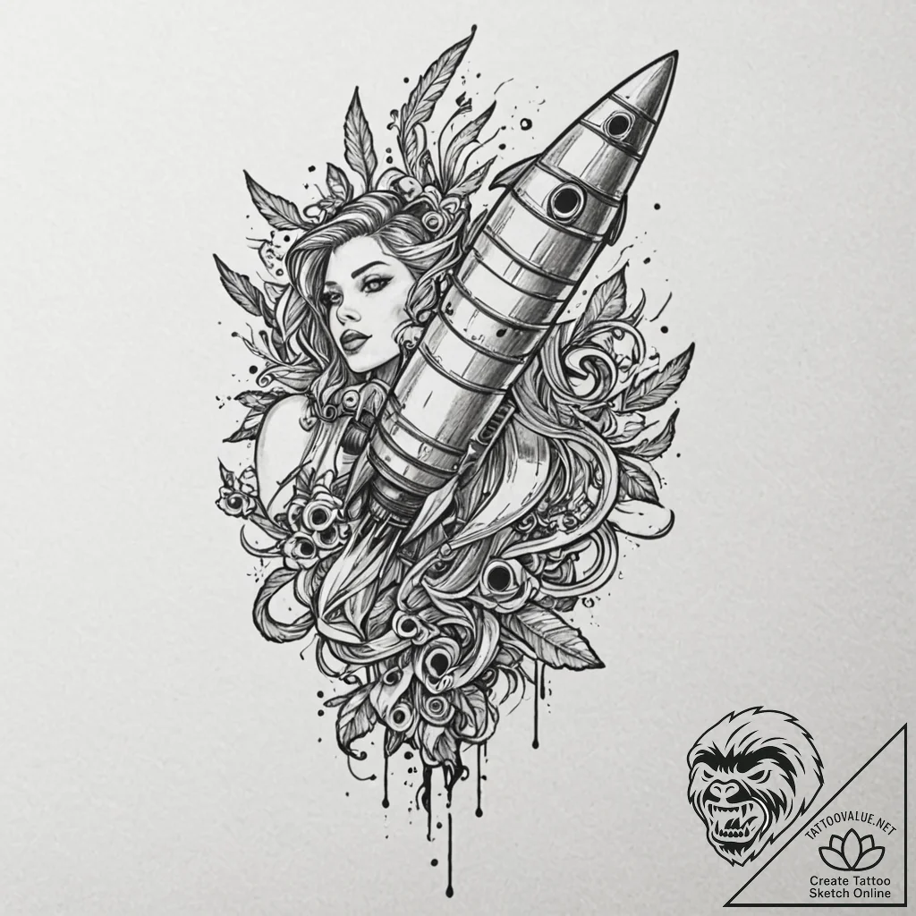 A trash polka composition of jinx, with her c... - tattoo sketch (№1751619339_0, 04.07.2025 08:55) — tattoovalue.net