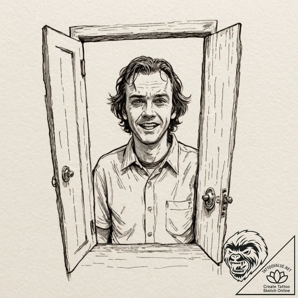 A sketch of jack torrance from the shining, p... - tattoo sketch (№1751619424_0, 04.07.2025 08:57) — tattoovalue.net