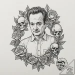 A graphic novel panel of bill murray as dr. p… – tattoo sketch (№1751620529_0, 04.07.2025 09:15) — tattoovalue.net