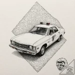 A tattoo of the “spinner” police car, detaile… – tattoo sketch (№1751620785_0, 04.07.2025 09:19) — tattoovalue.net