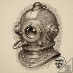 Antique diving helmet, tattoo sketch design,… – tattoo sketch (№1751621129_0, 04.07.2025 09:25) — tattoovalue.net