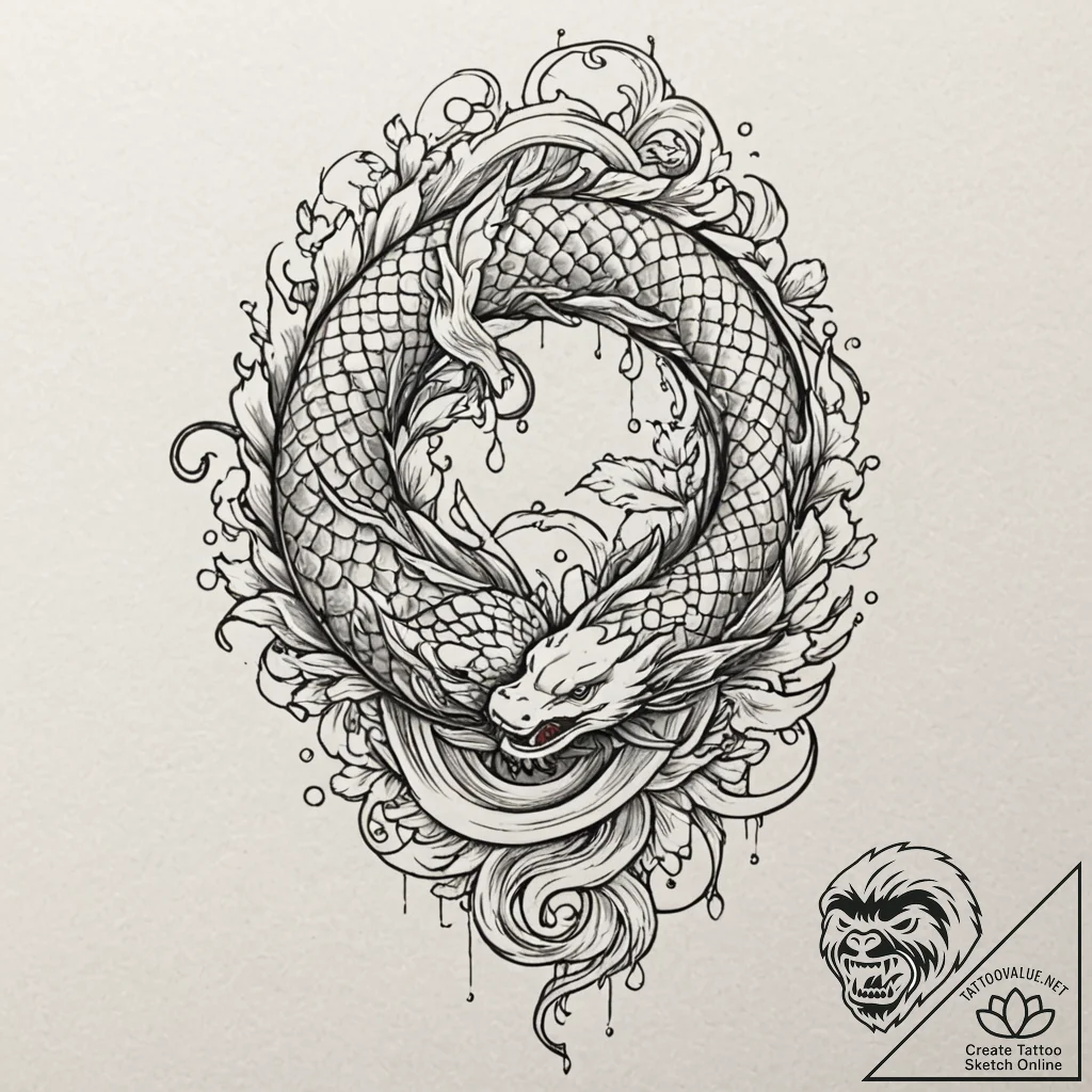 Jг¶rmungandr biting its own tail (is there as... - tattoo sketch (№1751621387_0, 04.07.2025 09:29) — tattoovalue.net