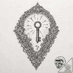 A key unlocking a galaxy in a keyhole, tattoo… – tattoo sketch (№1751621877_0, 04.07.2025 09:37) — tattoovalue.net